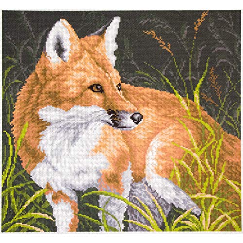 Collection D'Art Fuchs Bedrucktes Aida für Kreuzstickerei, Baumwolle, Mehrfarbig, 34x34cm von Collection D'Art