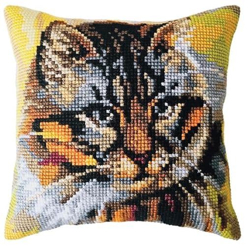 Collection d'Art CDA Kreuzstich-Set, Motiv: Katze, 40 x 40 cm, zum Selbermachen von Collection D'Art