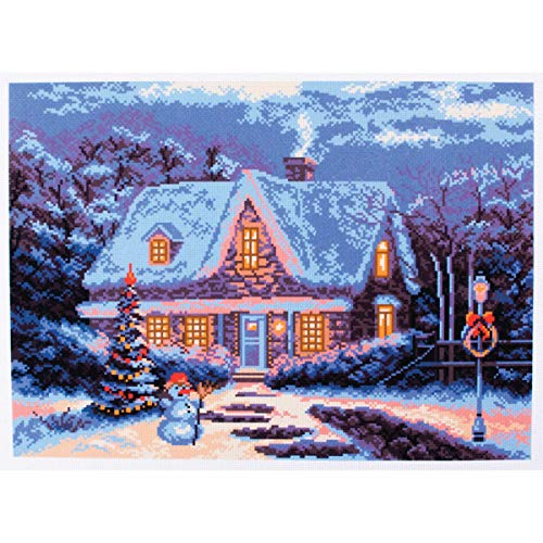 Collection d'Art PA0652 Winterzeit Bedrucktes Aida für Kreuzstickerei, Baumwolle, Mehrfarbig, 29 x 40cm von Collection D'Art