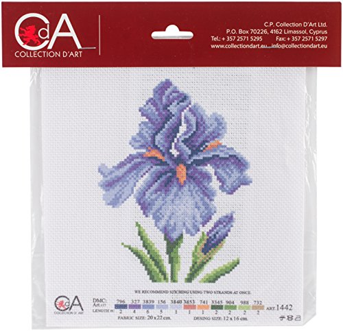 Collection d'Art PA1442 Iris Bedrucktes Aida für Kreuzstickerei, Baumwolle, Bluebells, 12 x 16cm von Collection D'Art