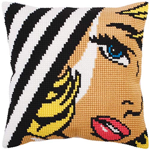 Collection D'Art CD5278 Kreuzstich-Set, Kissen, Pop-Art, mehrfarbig, 40 x 40 cm von Collection D'Art