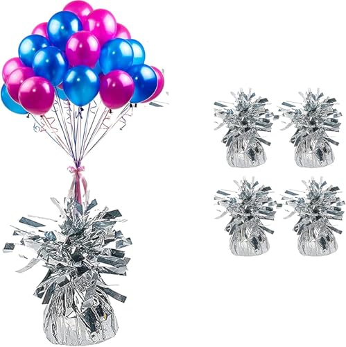 Folienballongewicht für Heliumballons - 5 x 70 g schweres Ballongewicht Geburtstagsfeier Hochzeit Feier Dekor mit Quasten (Silber) von Collenatsy