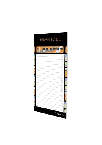 Collins Debden Flourish To Do List Notizblock mit schmalem Magnetblock, Motiv: Züge von Collins