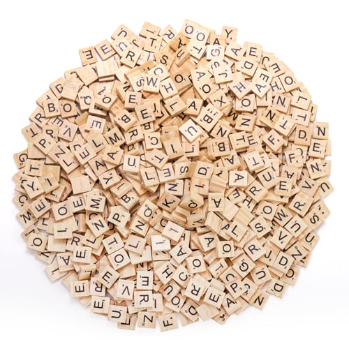 Coloch 1000 Stück Scrabble Buchstaben Holz, Buchstaben von A-Z Puzzle, Holz Fliesen mit Ziffern, Großbuchstaben zum Basteln, Anhänger, Rechtschreibung, Schlafzimmer Decor, Brettspiele von Coloch