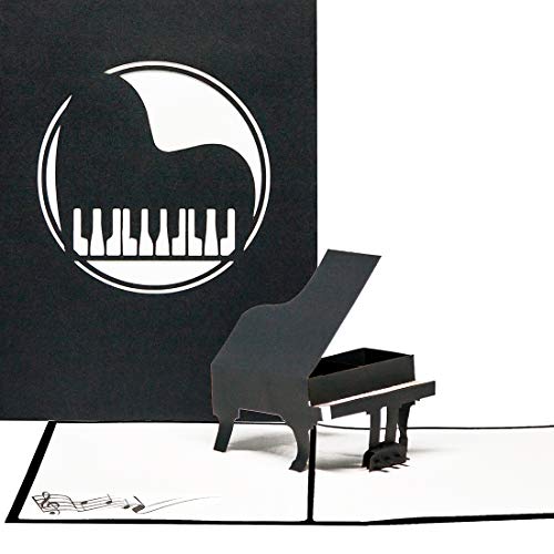 Pop Up Grußkarte Piano - 3D Geburtstagskarte Klavier als Geschenkgutschein, Pop Up Gutscheinkarte zum Konzert, Klappkarte Klavier, Konzertgutschein von Cologne Cards