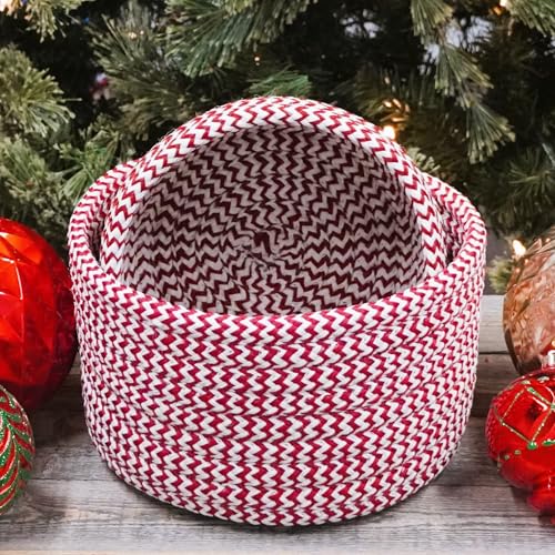 Vixen Zick-Zack Holiday Nesting Baskets SET-2 – Candycane Red von Colonial Mills