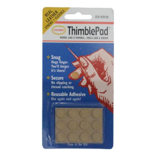 Colonial Needle Thimblepads-12/Pkg - 12 wiederverwendbare, selbstklebende Leder-Pads für Handarbeiten - Nähset - Erwachsener - Unisex - Braun - Modern - Ganzjährig - Faltbar: Nein von Colonial Needle