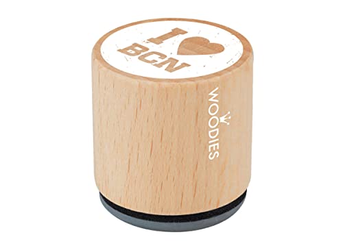 Stempel aus Holz und Gummi I love BCN Durchmesser: 33 x 30 mm. von Woodies