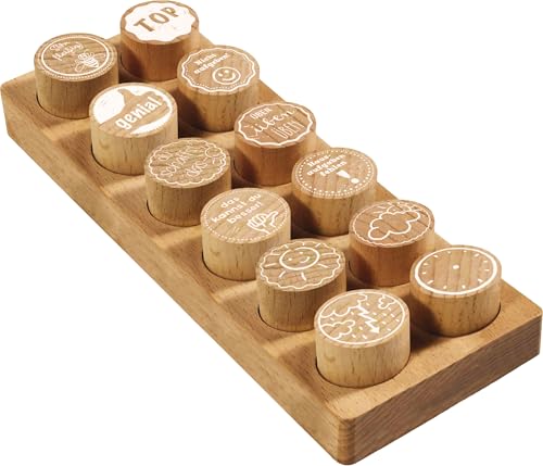 COLOP Woodies Holzstempel Set "Motivation" mit 12 Motiven, Erkennungs- und Motivationsstempel aus Buchenholz, Abdruckgröße: Ø 29 mm, eckig COLOP Woodies Holzstempel Set "Motivation" mit 12 Motiven, Erkennungs- und Motivationsstempel aus Buchenholz, Abdruckgröße: Ø 29 mm, eckig von Colop