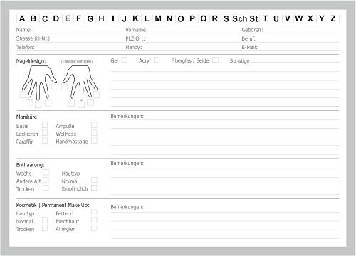 Karteikarten für Nagelstudio/Maniküre zweiseitig. (50) von Color Your Nails