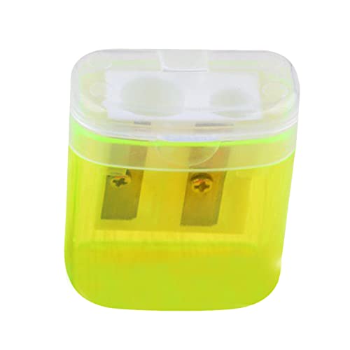 Colorful Bleistiftspitzer Doppel Loch Oval Bleistift Spitzer mit Deckel und Behälter Manueller Anspitzer Kinder Pencil Sharpener für Schule Büro (Yellow) von Colorful Home Tool