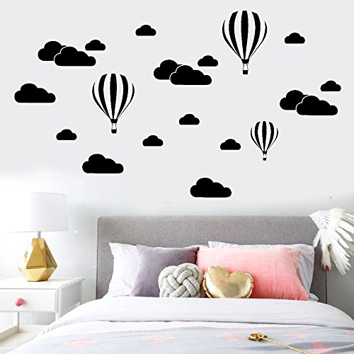 Colorful(TM) Wandaufkleber Wandtattoo Wandsticker,DIY Große Wolken Ballon Wandtattoos Kinderzimmer Dekoration (Schwarz) von Colorful