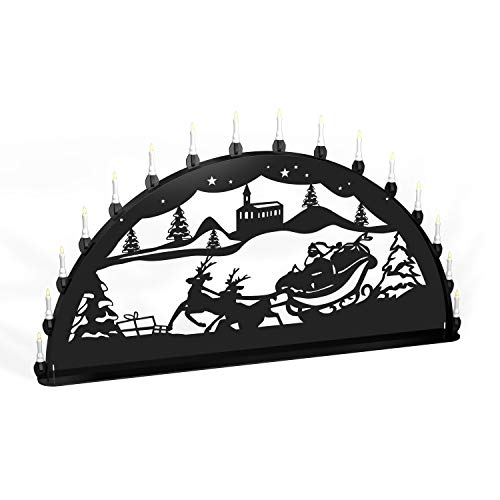 Außenschwibbogen Schwibbogen Lichterbogen Metall - Motiv: Weihnachtsmann - XXXL 2 Meter Breite Außen-Bereich schwarz * riesen groß * Erzgebirge Rentier Weihnachten von Colours-Manufaktur