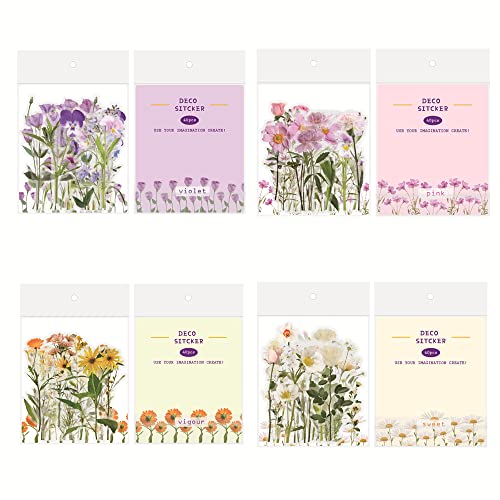 160 Stück Blumen Scrapbooking Aufkleber, Blumen Pflanzen Aufkleber, Scrapbooking Aufkleber, 80 Verschiedene Blumen, Wasserdicht, für Sammelalbum, Kunst, Basteln, Laptops, Kalender von Colrid