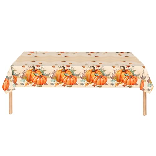 Herbst-Kürbis-Tischdecke, 137 x 274 cm, Ahornblatt, wasserdichte Tischdecke, Herbst-Orange, Tischabdeckung für formelle oder alltägliche Thanksgiving, Dekoration, Tischdecke für Esstisch, von Comdoit