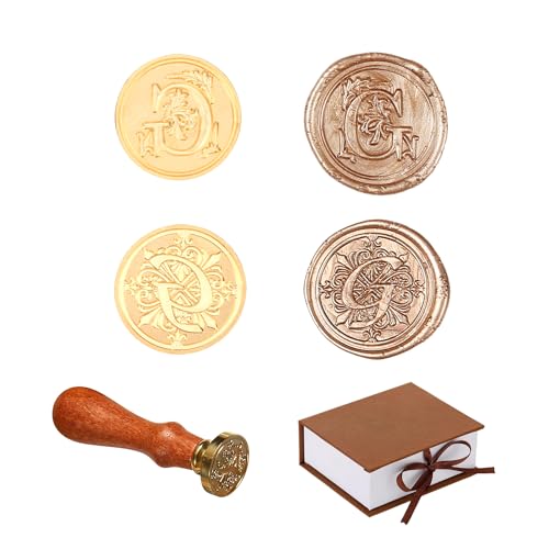 2 Pieces Retro Alphabet Initials Wax Sealing Stamp, Vintage 26 Letters Brass Wax Sealing Stamp with Removable Wooden Handle for Festival Invitations, Cards, Gift Wrapping Decoration-G von Comealltime