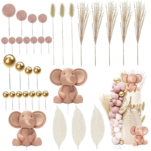 Babyparty -Kuchen -Top, 1 Set Elefant thematisch Babykuchen Dekorationen, Perlenkasten Kuchen Picks Babyparty Kuchendekoration (Stil 2) von Comebachome