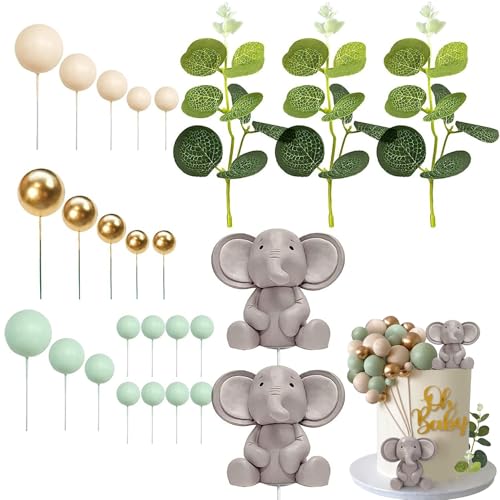 Babyparty -Kuchen -Top, 1 Set Elefant thematische Babykuchen -Dekorationen, Perlenkasten Kuchen Picks Babyparty -Kuchen -Dekoration (Stil 1) von Comebachome