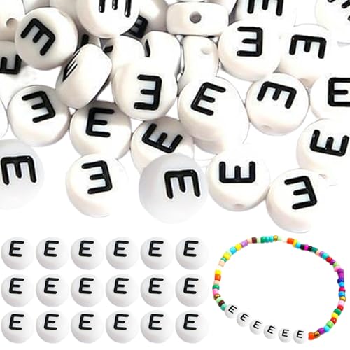 Kleine Buchstabenperlen, 500pcs Acrylalphabetperlen, 7x4 mm runde Vokalbriefperlen, DIY -Buchstabenperlen für Armbänder Halsketten Schmuckherstellung, Alphabetperlen von Comebachome