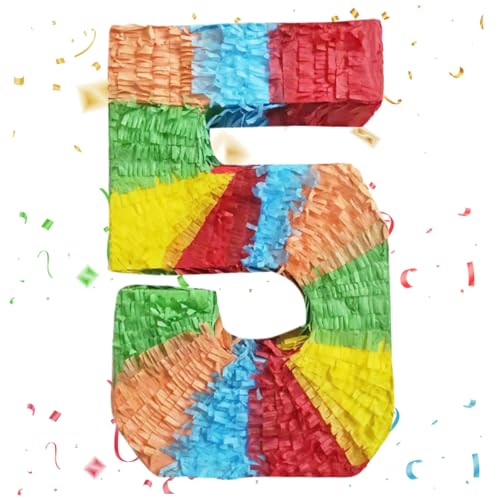 Regenbogen Nummer 5 für 5. Geburtstagsfeierdekorationen, 19,7 Zoll groß leicht zu füllen für 5. Geburtstag Jubiläum Feier Party Dekoration von Comebachome