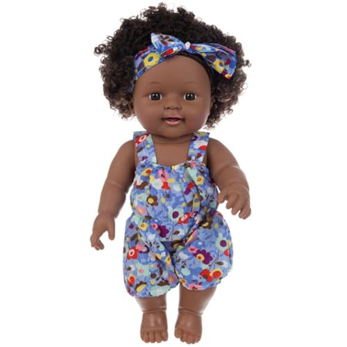 Schwarze Babypuppen, 12 -Zoll -bewegliche gemeinsame afroamerikanische Babypuppe mit Kleidung und Stirnband, realistische Baby -Mädchen -Puppe für Kleinkinder Geburtstag Weihnachten (Stil 1) von Comebachome