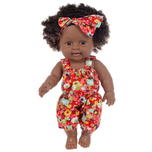 Schwarze Babypuppen, 12 -Zoll -bewegliche gemeinsame afroamerikanische Babypuppe mit Kleidung und Stirnband, realistische Baby -Mädchen -Puppe für Kleinkinder Geburtstag Weihnachten (Stil 2) von Comebachome