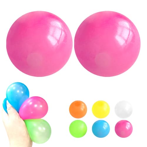 Magie Decke Ball, 2025 Neuest Nachtlicht Kleber Hüpfball, Stressball Squeeze Toys, Magie Decke Ball, Mitgebsel Kindergeburtstag 10 Jahre (Rosa *2) von ComedyKing