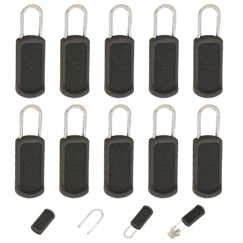 Reißverschluss Zipper, 10 Stück Ersatzteile Reißverschluss Zipper, Reisverschlussreparaturset Zipper, Abnehmbares Zipper Pull, Reißverschluss Ersatz für Zipper Koffer Stiefel Jackenrucksäcke (Schwarz) von ComedyKing