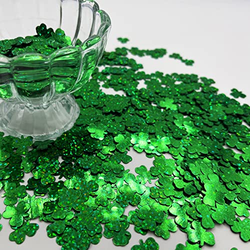 3000 Stück grünes Konfetti Glitzer St. Patrick's Day Glücksklee Kleeblatt Ausschnitte Glitzer irische Tischstreuung für St. Patrick's Dekorationen (glänzendes Grün) von Comemela