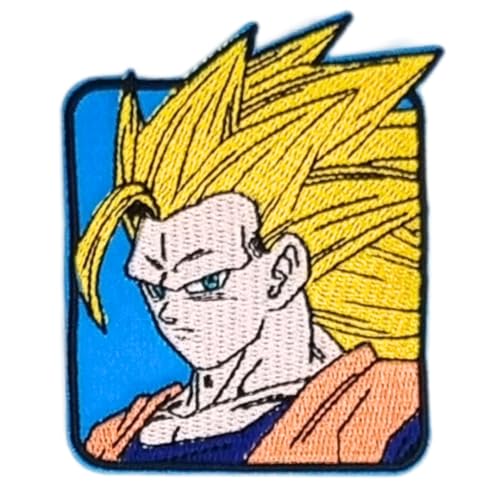 Comercial Mercera, Aufnäher Patches, Dragonball Z, Sayayin Goku - Charakter, Aufnäher Ideal für Mützen, Jacken, T-Shirts oder Schultaschen, 100% Polyester, 8x6 Zentimeter von Comercial Mercera