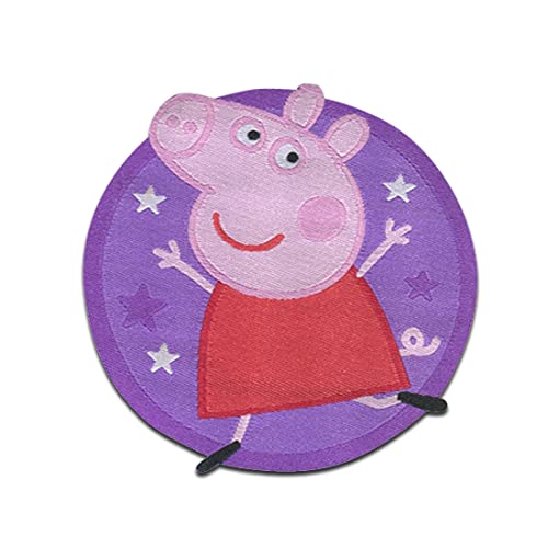 Comercial Mercera Peppa Wutz Sterne - Aufnäher, Bügelbild, Aufbügler, Applikationen, Patches, Flicken, zum aufbügeln, Größe: 5,5 x 5,6 cm, Violett von Comercial Mercera