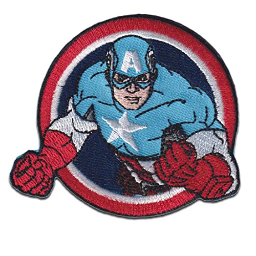 Marvel © Avengers Captain America Button - Aufnäher, Bügelbild, Aufbügler, Applikationen, Patches, Flicken, zum aufbügeln, Größe: 7,6 x 6,8 cm von Comercial Mercera