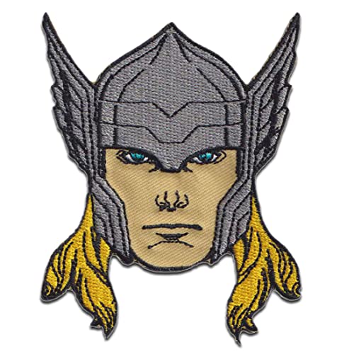 Marvel © Avengers Thor Kopf - Aufnäher, Bügelbild, Aufbügler, Applikationen, Patches, Flicken, zum aufbügeln, Größe: 9 x 7,2 cm von Comercial Mercera