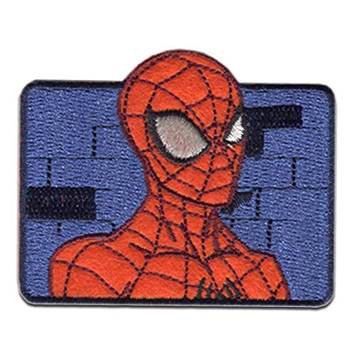 Marvel © Spiderman Comic Mauer - Aufnäher, Bügelbild, Aufbügler, Applikationen, Patches, Flicken, zum aufbügeln, Größe: 6 x 5,8 cm von Comercial Mercera