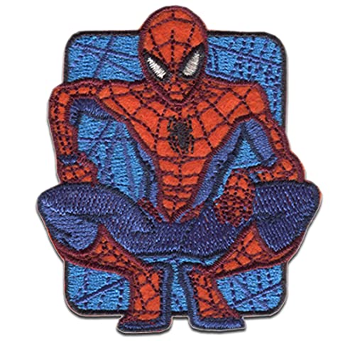 Marvel Spiderman Comic sitzt - Aufnäher, Bügelbild, Aufbügler, Applikationen, Patches, Flicken, zum aufbügeln, Größe: 6,7 x 5,8 cm, SI-3515-04 von Comercial Mercera