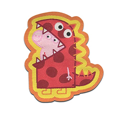 Peppa Wutz © Dino - Aufnäher, Bügelbild, Aufbügler, Applikationen, Patches, Flicken, zum aufbügeln, Größe: 6 x 5 cm von Comercial Mercera