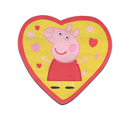 Peppa Wutz © Herz - Aufnäher, Bügelbild, Aufbügler, Applikationen, Patches, Flicken, zum aufbügeln, Größe: 5,5 x 5,7 cm von Comercial Mercera