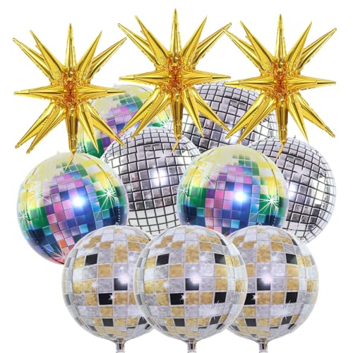 12PC Disco Ballons,Disco Party Ballons,4d Disco Ballons,Disco Ballons,Star Ballons,Starburst Explosion Ballons,70s 80s Disco Party Geburtstag Hochzeit Party Dekoration,mit Schleife von Comforso