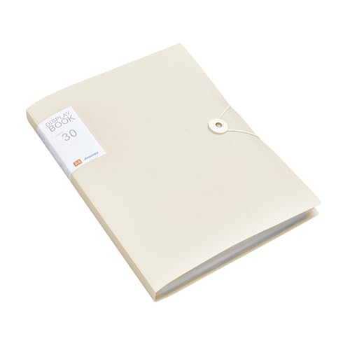 A4 Display Folders 30 Taschen Buchordner anzeigen Kunststoff Hülsen Sicherheits Seil Präsentation Folder Projektordner Dokumentieren Projektbuch Zertifikatsordner für Schulbüros (beige) von Comforso