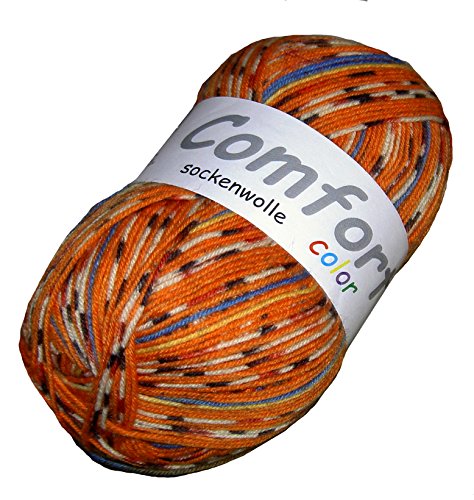 H&W Comfort Sockenwolle F. 41700 Orange bunt 100g von Comfort Sockenwolle