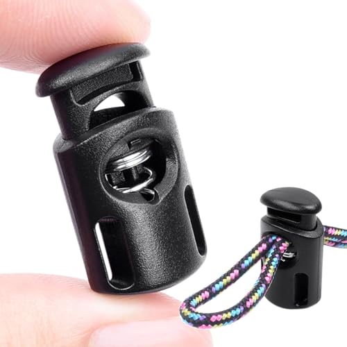 10 Stück Kordel Stopper 1 Loch, Kordelklemme bis Ø 5 mm Kordeln, Einloch Schnellverschluss aus Kunststoff, Gummikordel Stopper Band Klemme für Jacke Sportkleidung Rucksack von Comforty