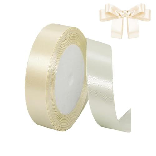 23 Meter Geschenkband Beige 25mm Satinband Bänder,Breit Schleifenband Dekoband Stoffband für Geschenkverpackung,Kunsthandwerk,Haarschleifen,Blumenstrauß,Dekoration von Comforty