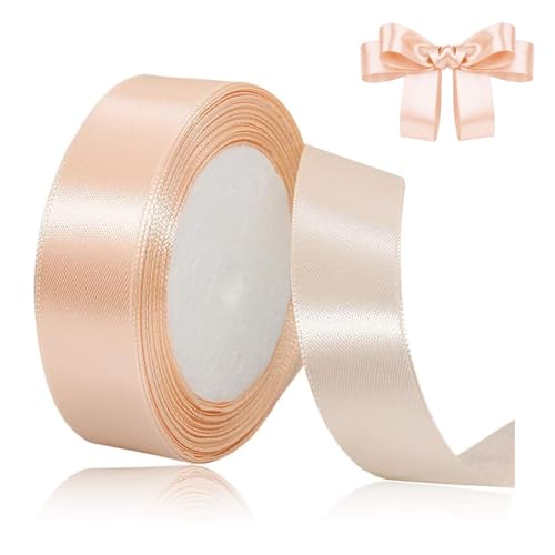 23 Meter Geschenkband Champagnerpulver 25mm Satinband Bänder,Breit Schleifenband Dekoband Stoffband für Geschenkverpackung,Kunsthandwerk,Haarschleifen,Blumenstrauß,Dekoration von Comforty