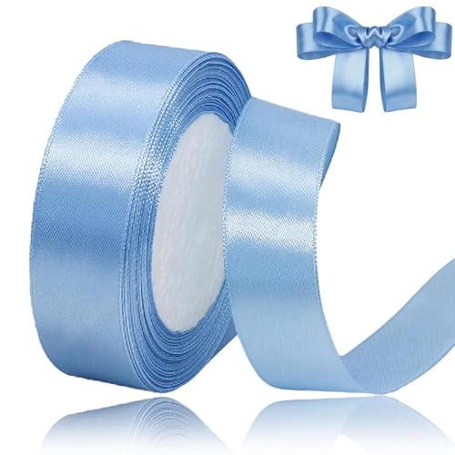 23 Meter Geschenkband Hellblau 25mm Satinband Bänder,Breit Schleifenband Dekoband Stoffband für Geschenkverpackung,Kunsthandwerk,Haarschleifen,Blumenstrauß,Dekoration von Comforty