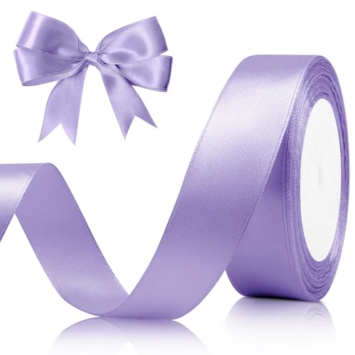 23 Meter Geschenkband Hellviolett 25mm Satinband Bänder,Breit Schleifenband Dekoband Stoffband für Geschenkverpackung,Kunsthandwerk,Haarschleifen,Blumenstrauß,Dekoration von Comforty