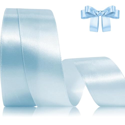 23 Meter Geschenkband Himmelblau 25mm Satinband Bänder,Breit Schleifenband Dekoband Stoffband für Geschenkverpackung,Kunsthandwerk,Haarschleifen,Blumenstrauß,Dekoration von Comforty