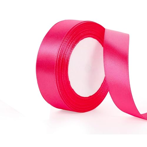 23 Meter Geschenkband Rosa 25mm Satinband Bänder,Breit Schleifenband Dekoband Stoffband für Geschenkverpackung,Kunsthandwerk,Haarschleifen,Blumenstrauß,Dekoration von Comforty