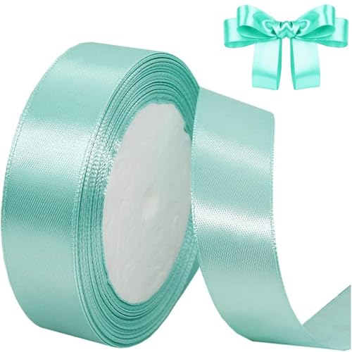 23 Meter Geschenkband Tiffany-Blau 25mm Satinband Bänder,Breit Schleifenband Dekoband Stoffband für Geschenkverpackung,Kunsthandwerk,Haarschleifen,Blumenstrauß,Dekoration von Comforty