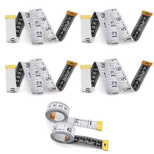 4 Bände Maßband Körper, 200cm/79 Zoll Schneidermaßband, Doppelseitige Measuring Tape Flexible Bandmaß Massband Schneider Mit Knopf Umfangmaßband Für Haushalte Handwerker Schneider von Comforty