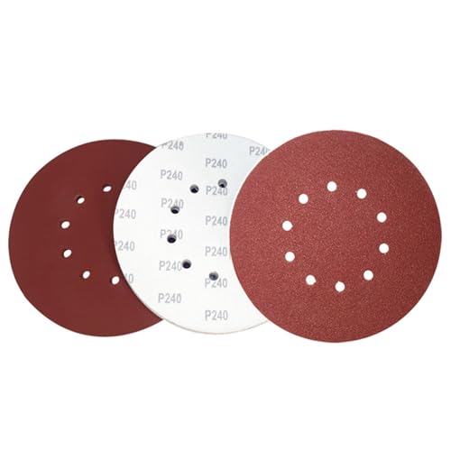 10 Stück Schleifpapier 225mm Klett Schleifscheiben 225mm Körnung 10 Loch in Rot für Trockenbauschleifer Exzenterschleifer Schleifgiraffe von Comforty